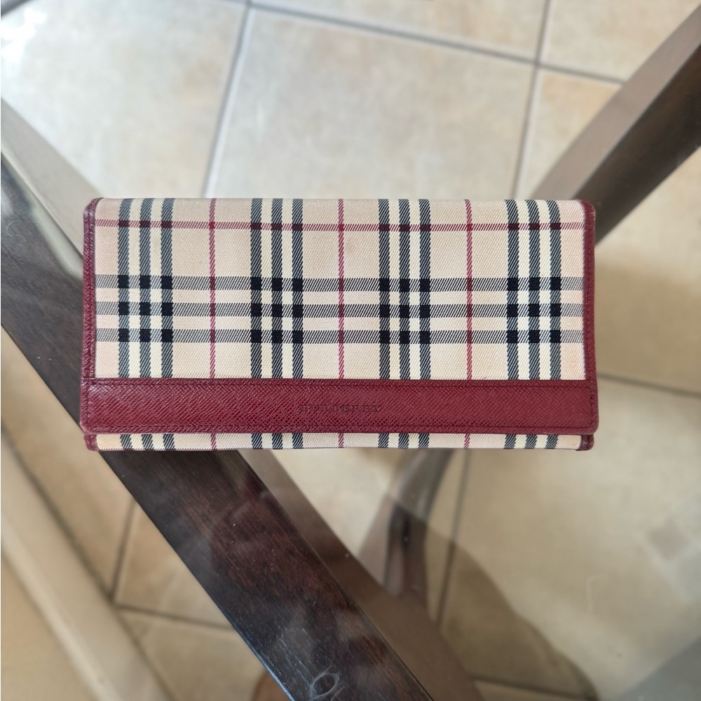 **SOLD** Burberry Vintage Burgundy Long Wallet